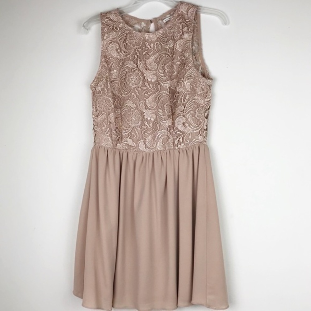 Lace top nude dress
